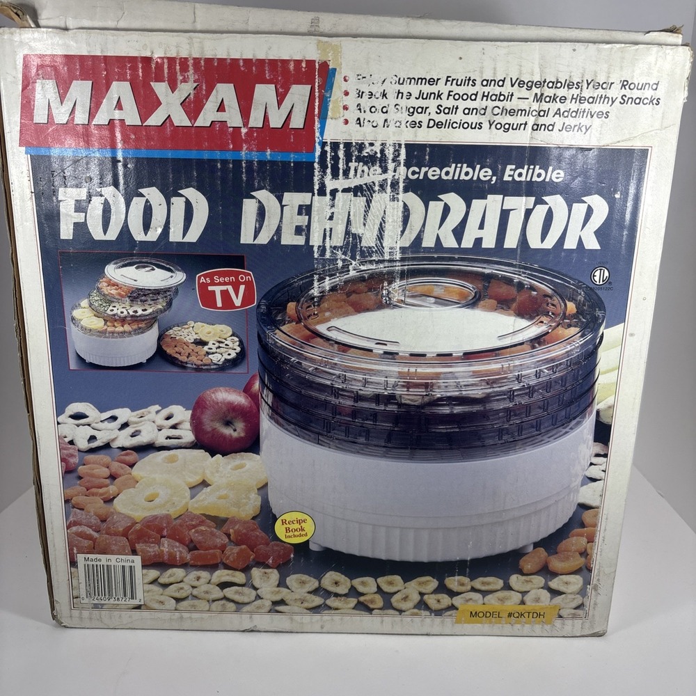 Vintage maxam Food Dehydrator , 5 tray Fruit, Jerky, Herbs NEW in FACTORY PKG~